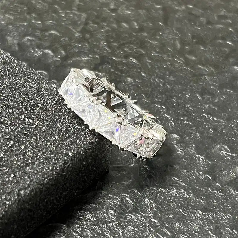 Triangular White Stone Decorative Ring Unisex