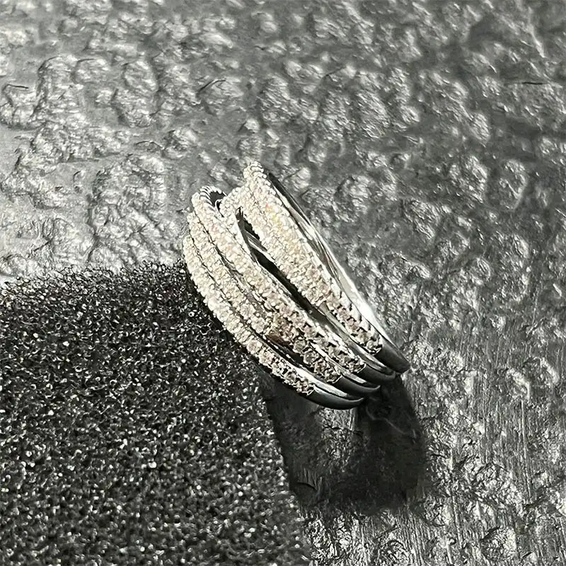 Geometric Line Wrap Design Cubic Zirconia Ring